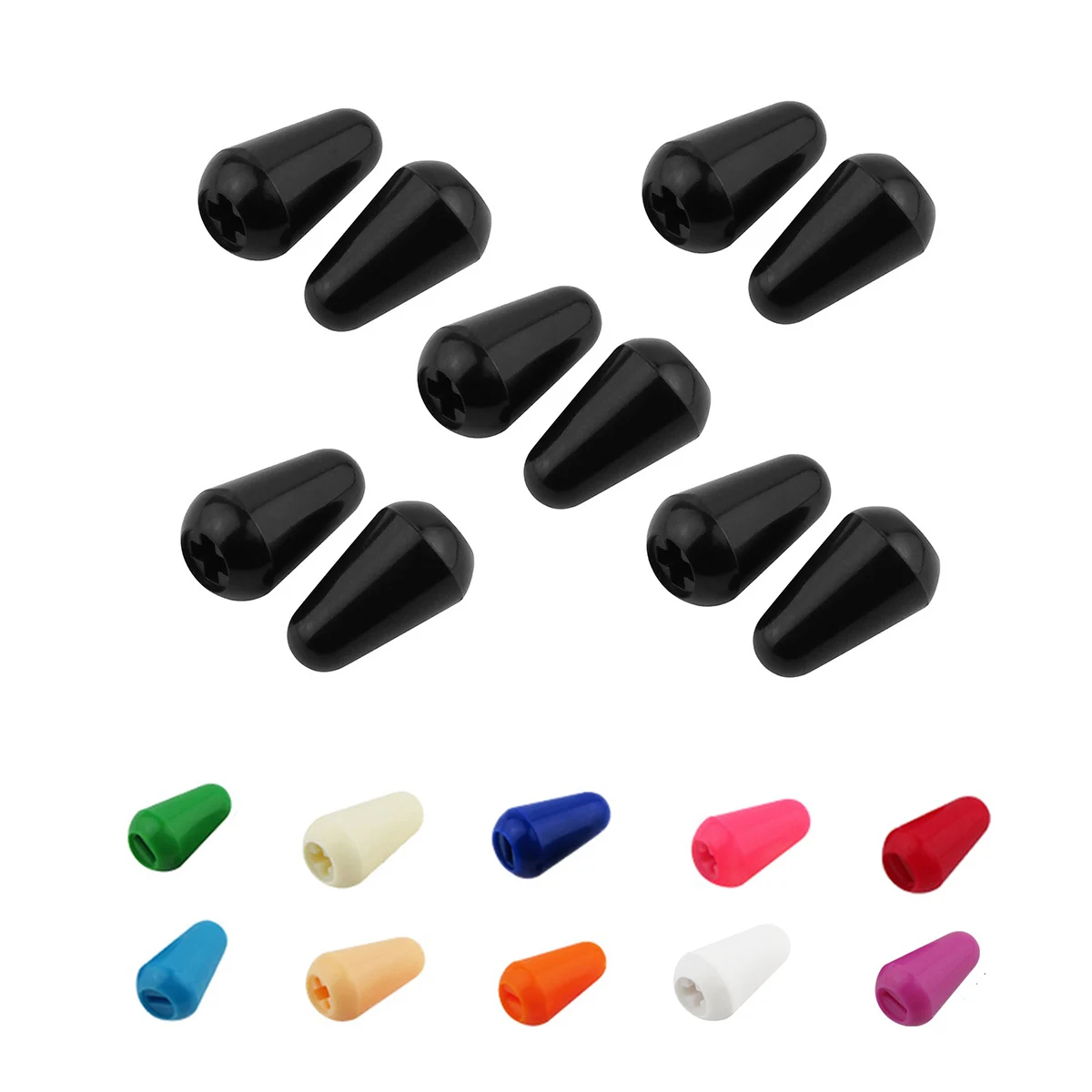 

10pcs Cream Plastic 5 Way Switch Tips Fits for Epiphone Les Paul ST Electric Guitar Parts Black Tips Switch Knobs Tip Cap