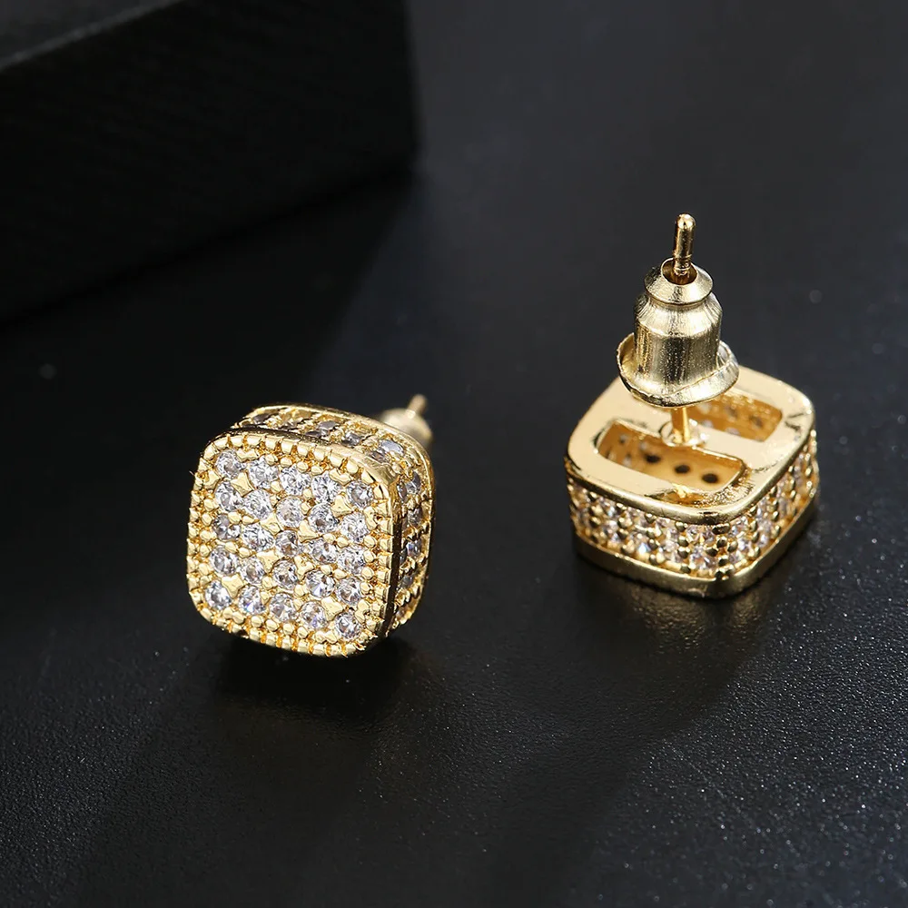 ZAKOL 6pcs Hip Hop Iced Out Stud Earring Square Heart Full Cubic Zirconia Piercing Ear Accessories Hippie Rock Fashion Jewelry view 4