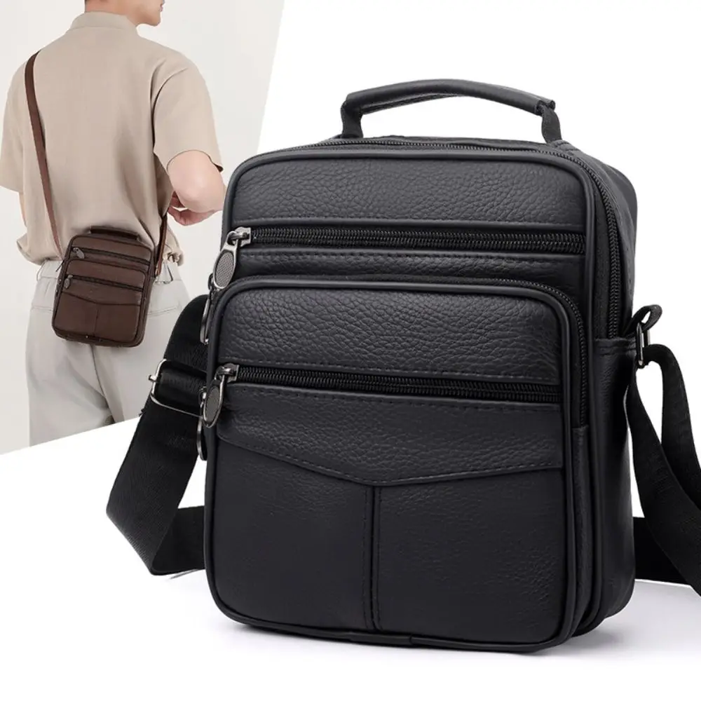 

Natural Leather Men's Leather Handbag Tablet Compartment Shoulder Strap Travel Messenger Bag Small Size Messenger Style