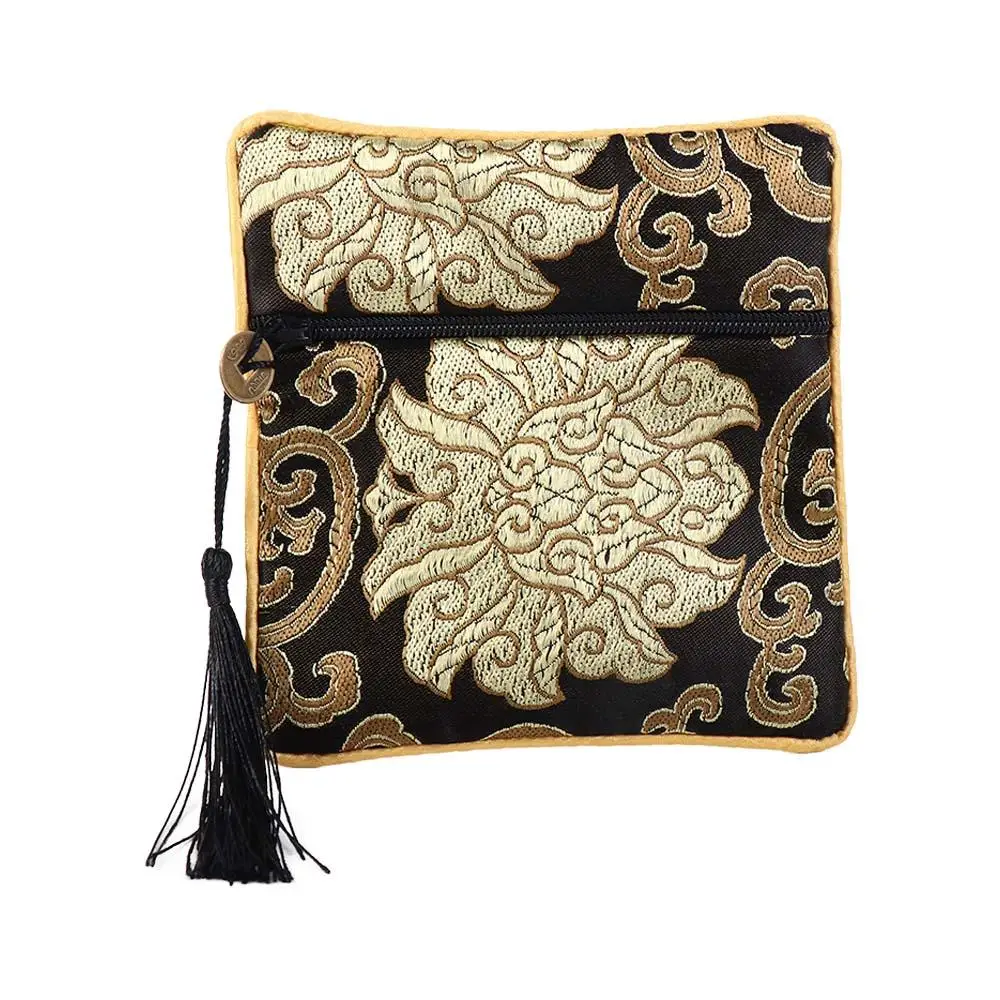

Boat Festival Bag Embroidery Flower Pattern Chinese Style Coin Purse Jewelry Storage Bag Brocade Pouch Silk Jewelry Organizer