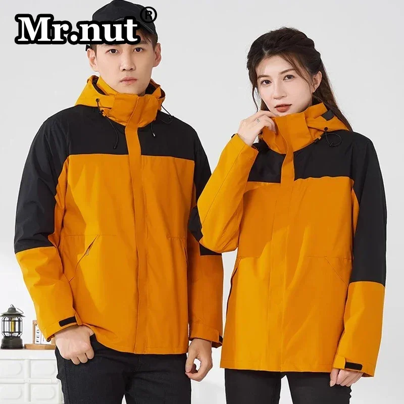 Mr.nut Camping Leisure Couple Outdoor Jackets Autumn Winter 3-in-1thermal Waterproof Windbreak Jacket 2 Piece Set Unisex Tops