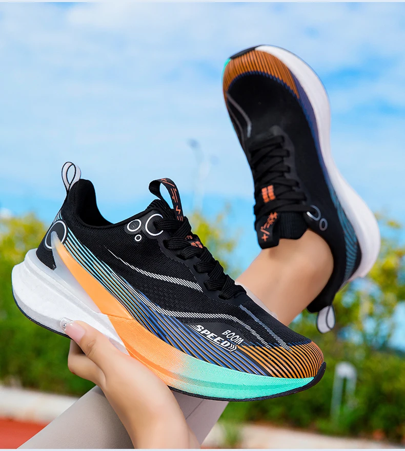 Carbonfaser-Laufschuhe mit atmungsaktivem Mesh und stabiler Sohle für Marathonrennen, Straßentraining, Herren und Damen, leicht und stoßdämpfend – Detail 16