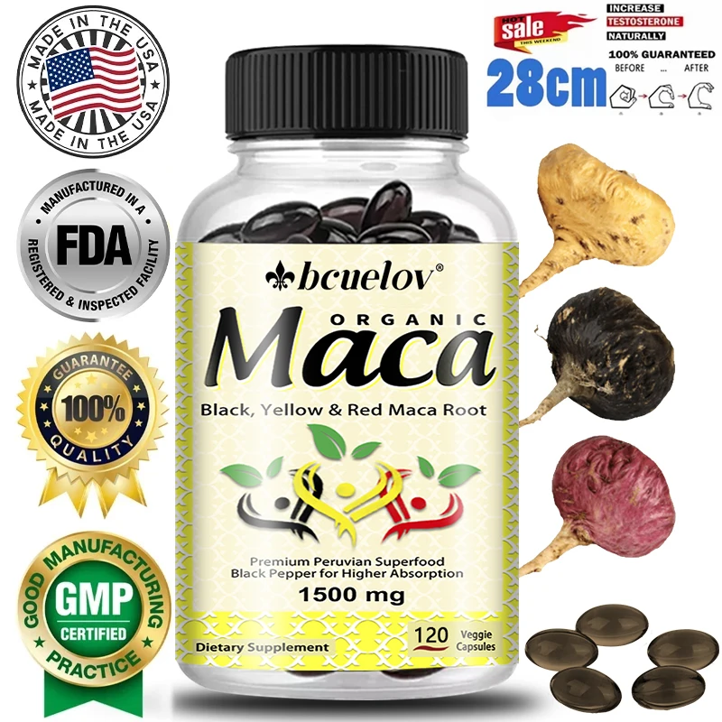 Organic Maca Root Powder Capsules - A Natural Energy Boost, Providing Positive Energy Levels and Increased Focus