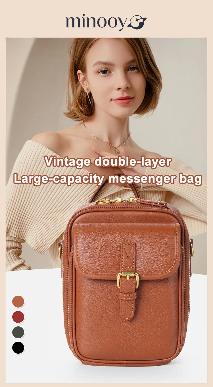 Modische Retro-Umhängetasche für Damen, große Kapazität, Umhängetasche, multifunktionale mobile Null-Geldbörse – Detail 1