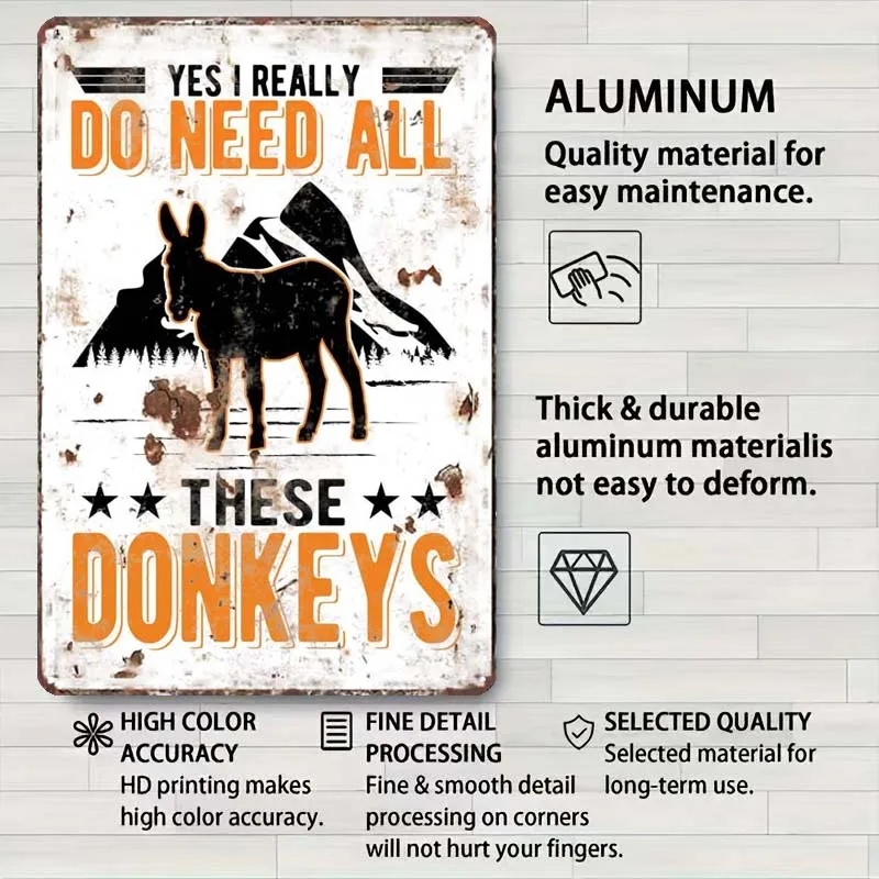 Donkey Mule Funny Rusty Metal Sign Bathroom Decor Vintage Tinplate Sign for Wall Art Decoration Room Decor Aesthetics Retro Home