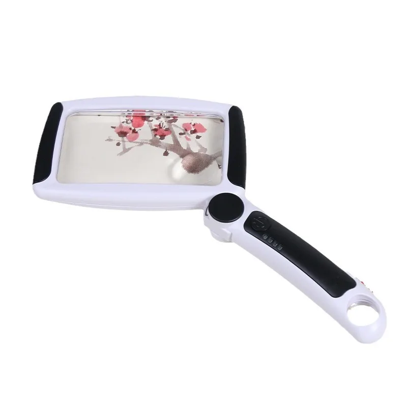 

Ручное увеличительное стекло с зарядкой, три уровня светодиодных ламп, три увеличения, обучение головоломке, чтение