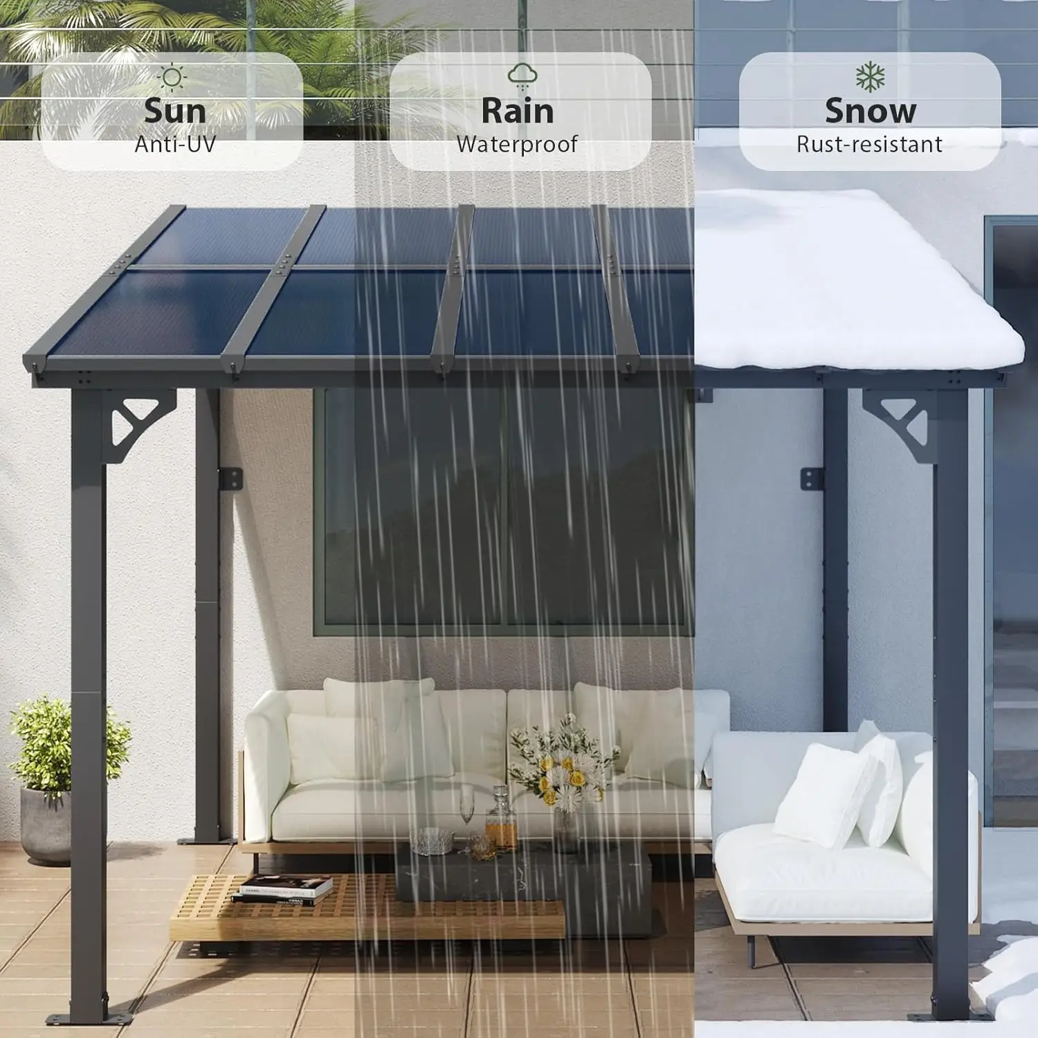 

Gazebo, Elegantly Mounted on The Wall, Presents a Captivating Pergola on Clearance for Your Outdoor Patio, for Porch, Backyard
