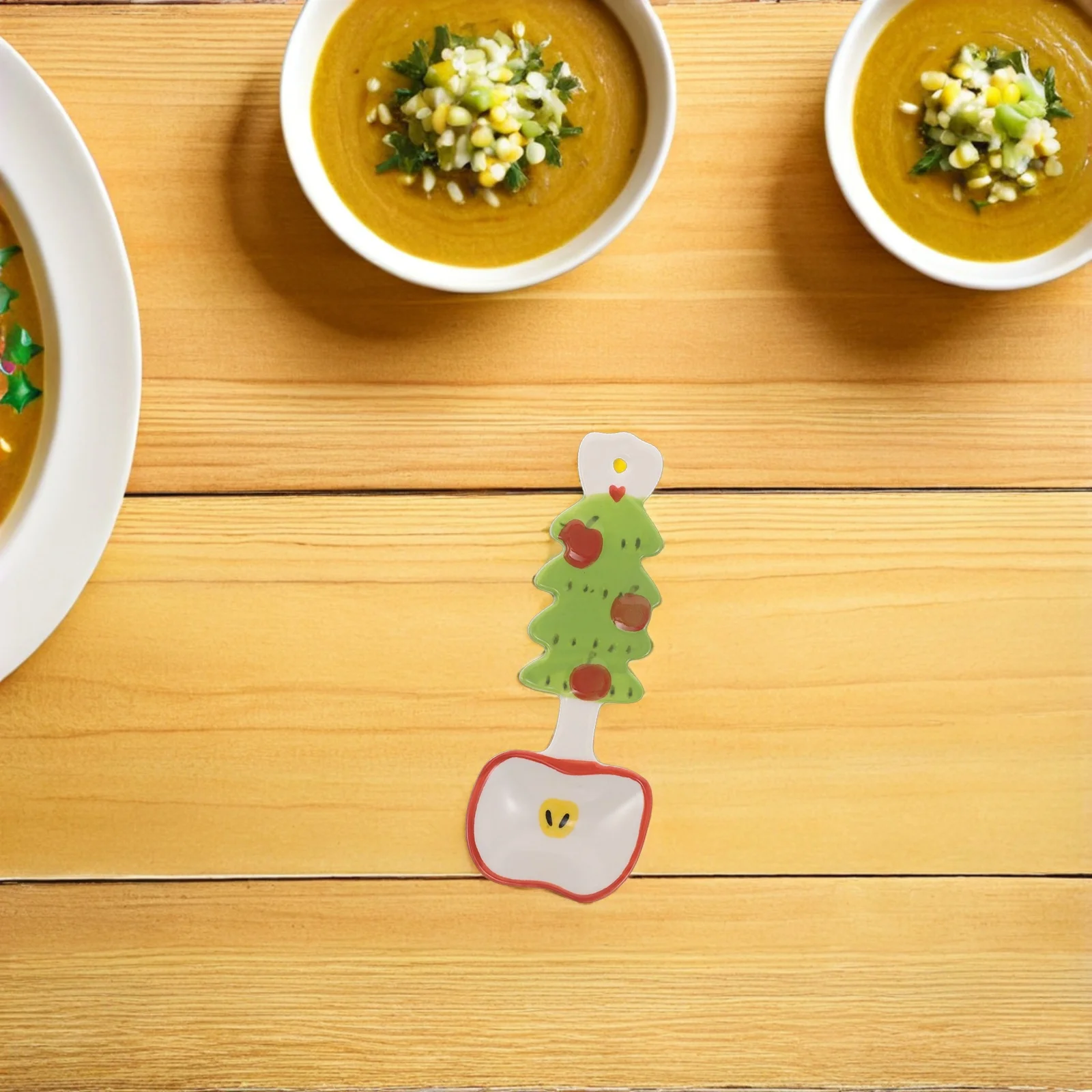 

Керамический набор ложек для супа, рождественский мультяшный дизайн, подглазурный цветной для кухни, азиатский рамен, соус, клецки, тыквенный суп, праздник