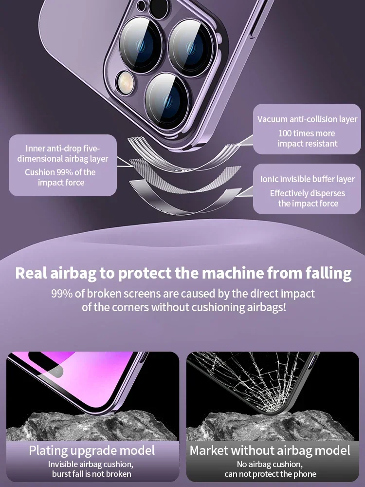 Luxury Plating Transparent Case For iPhone 14 13 12 Pro Max Lens Camera Protection Ultra Thin Silicone PC Hard Cover Funda Coque