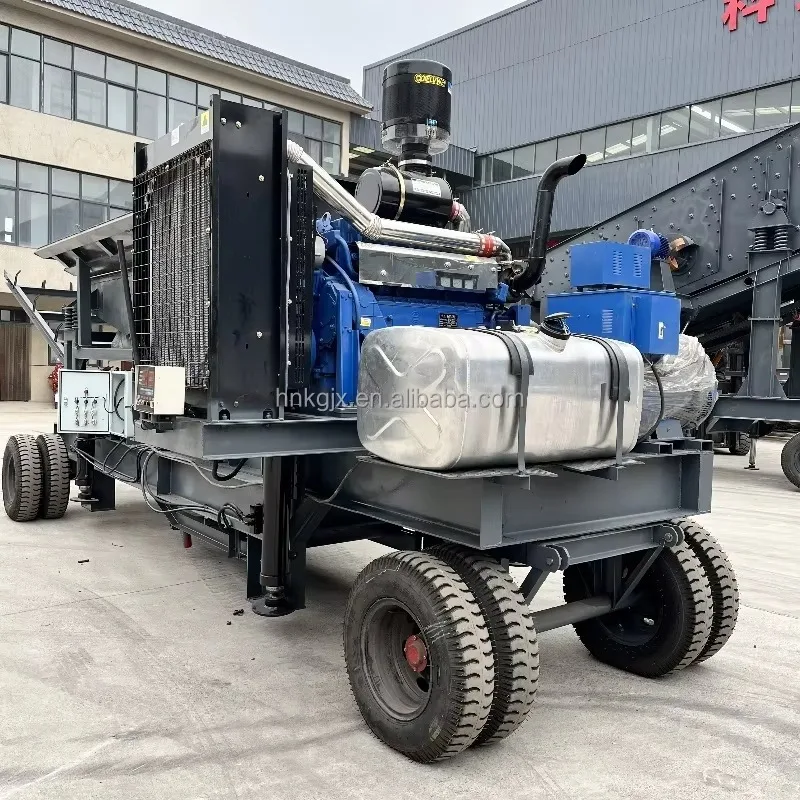 100-150t/h Portable Wheeled Mobile Concrete Crushing Station with Engine for Limestone Basalt River Pebbles