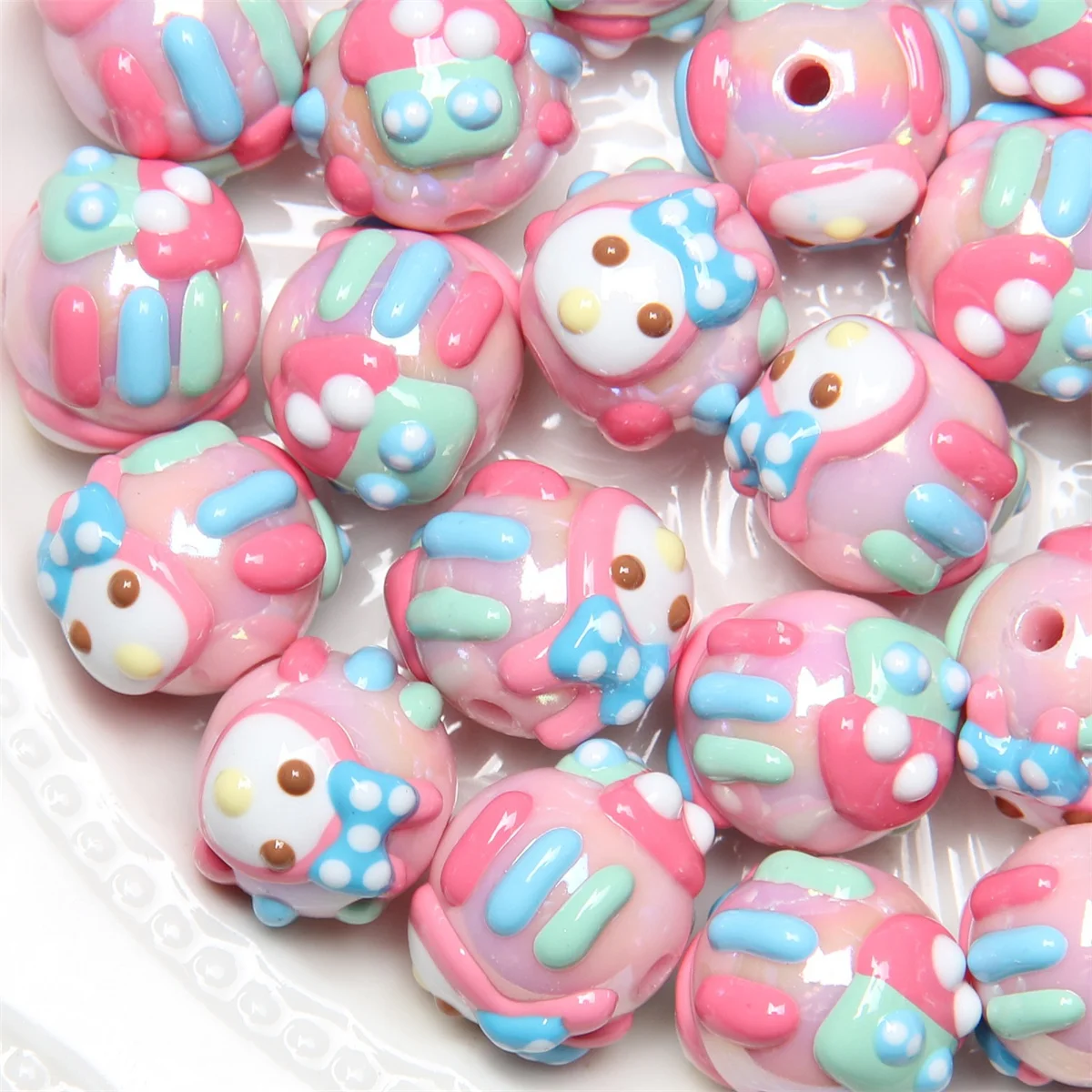 CH42 3pcs Cute Cartoon Acrylic Hand Beads DIY Bracelet Mobile Phone Chain Clothing Hanging Accessories Wholesale Beads
