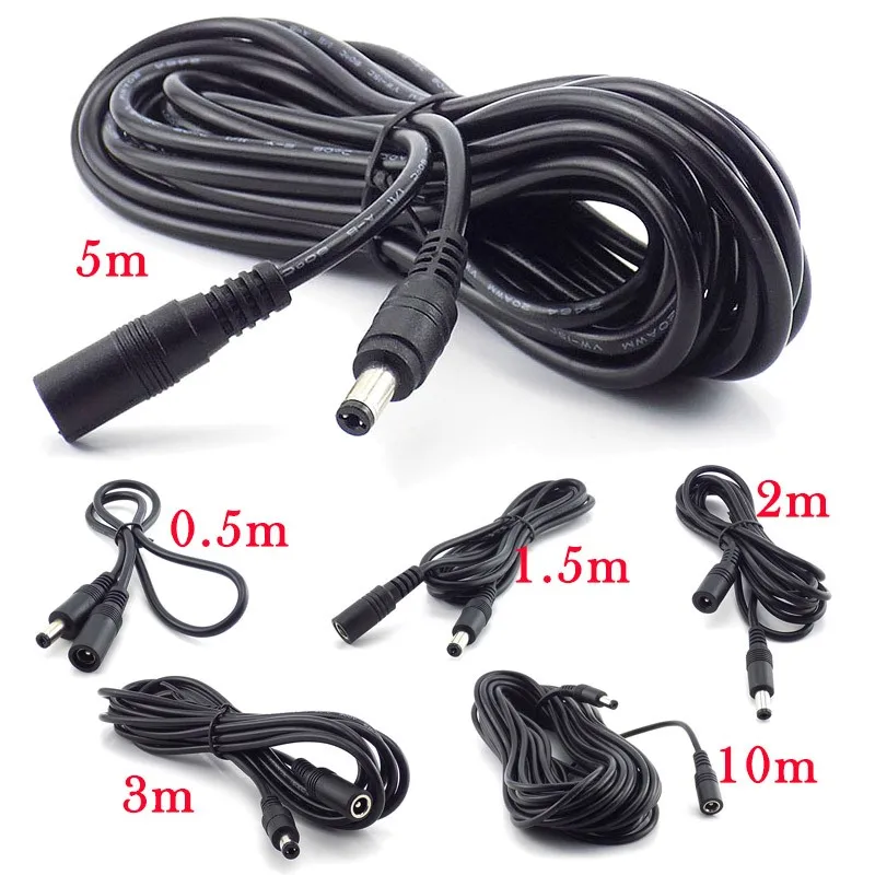 0.5/1.5/2/3/5/10M 12V 20AWG  DC Power Cable Extension Cord Female to Male Plug Adapter Power Cords 5.5x2.1mm For CCTV Camera C5 view 2