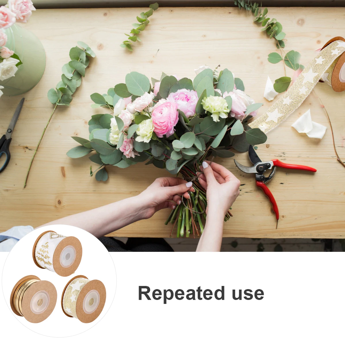 

3Pcs Christmas Theme Ribbon Set Joyful Atmosphere Decorate Home Car Fence Usage Compliant Christmas Ribbon