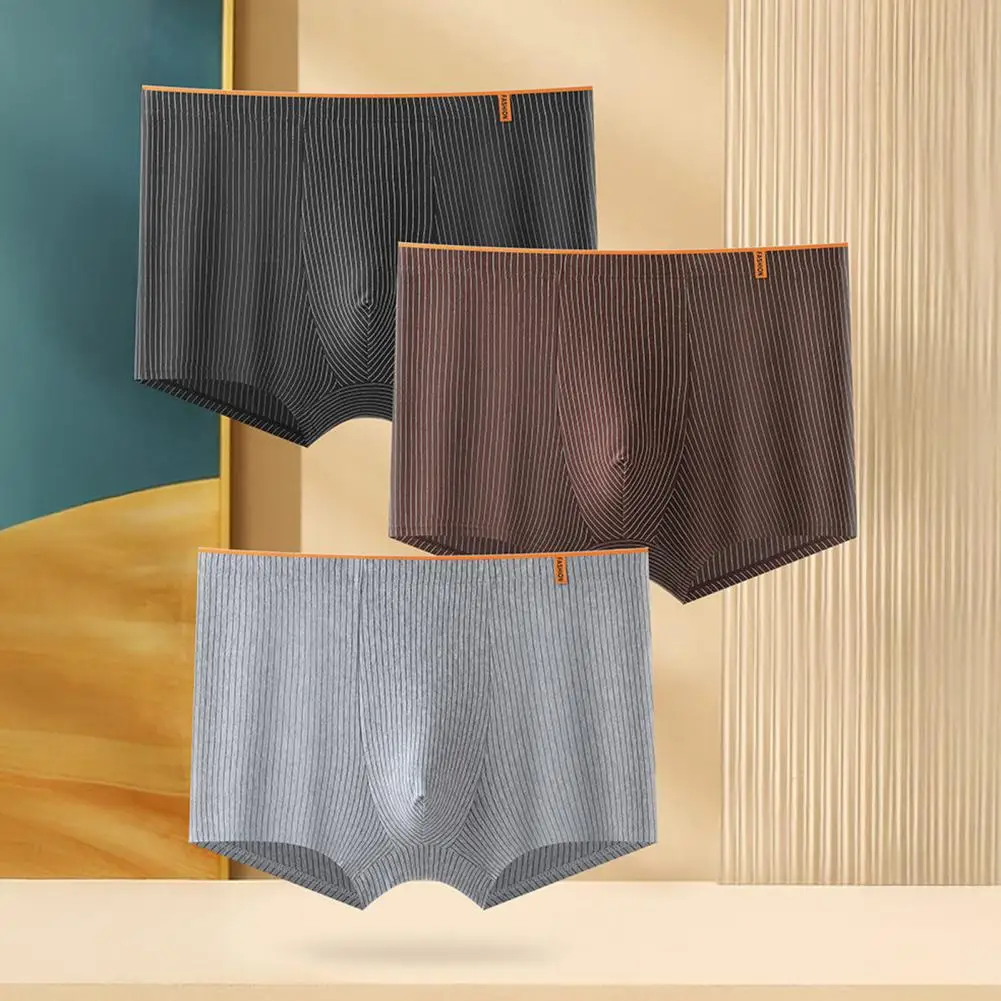 

Men Underwear Men's Ribbed U-convex Boxer Briefs Soft Breathable Underwear with Elastic Waist Mid-rise Fit Solid for Comfort