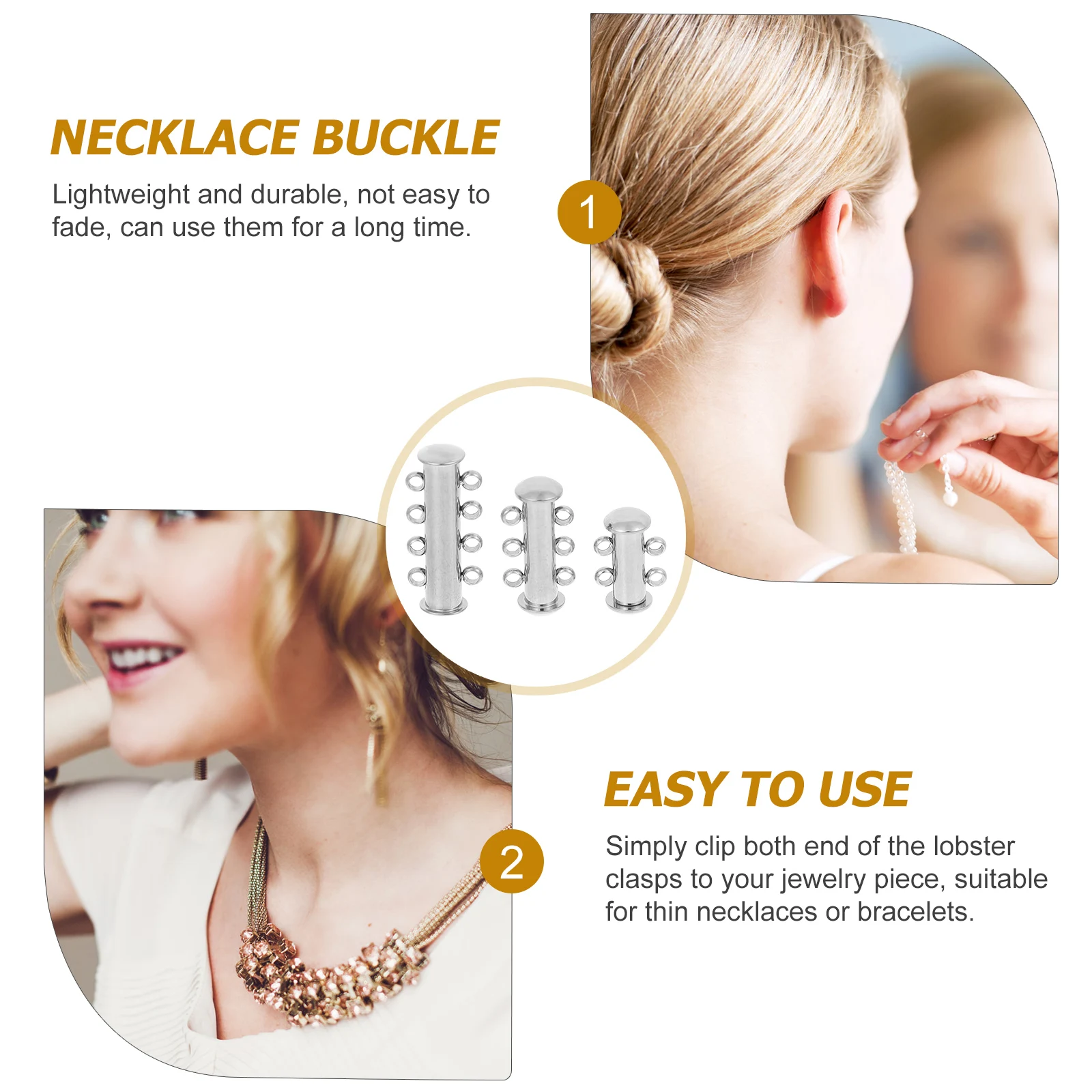 

3 Pcs Metal Buckle Pearl Bracelet Extenders Necklace Clasps Layered Look Jewelry Layering Stacking Stainless Steel for