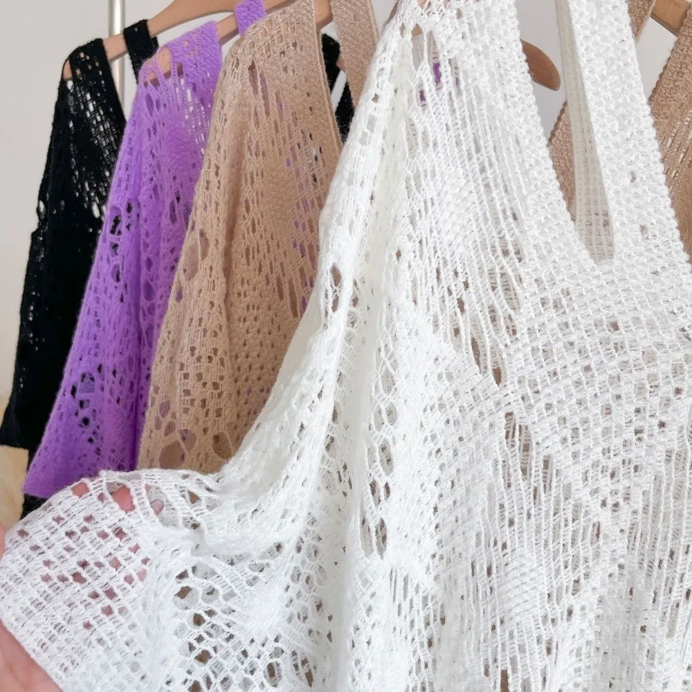 Casual Sun Protection Bohemian Shawl Plus Size Tassels Knit Hollow Out Top Loose Beach Wear Crochet Top Women Streetwear