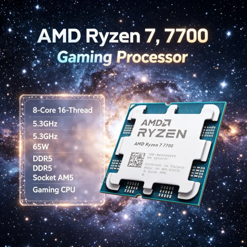 AMD Ryzen 7 7700 R7 7700 5nm Processor 5.3GHz 8-Core 16-Thread 65W 32M L3 DDR5 Socket AM5 Without Cooler Type-C