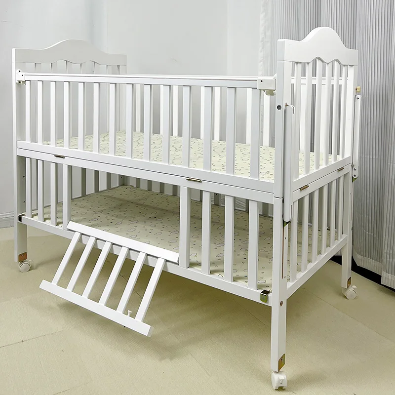 Custom Adjustable Pine Montessori Wooden Kids Set Mother Side Children Babi Bed Child Bed Baby Cribs