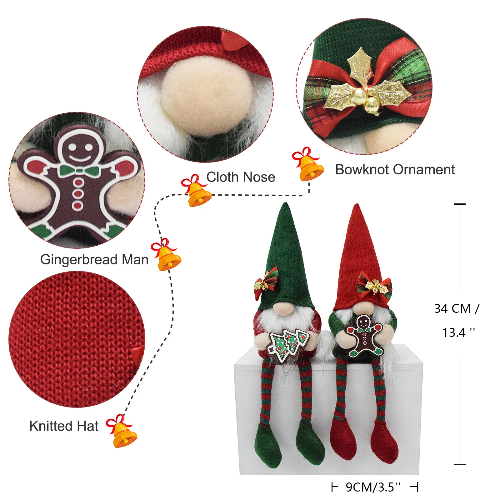 جديد 37 سنتيمتر عيد الميلاد البسكويت الأقزام دمى طويلة الساق مجهولي الهوية ، شجرة عيد الميلاد الديكور المعلقات ، عيد الميلاد الجدول زينة هدية #6