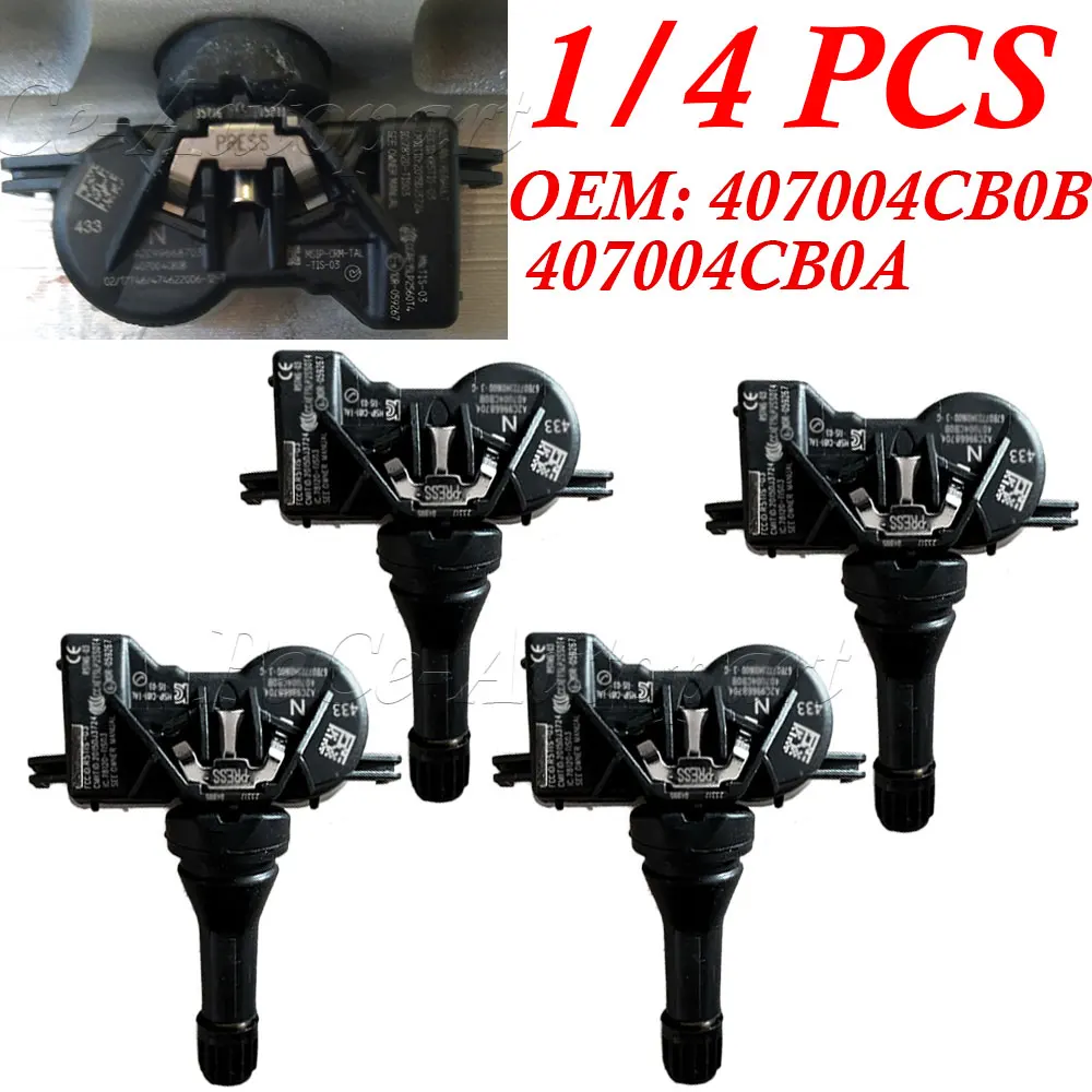 1/4PCS Car TPMS Tire Pressure Sensor System 407004CB0B For Renault Espace Kadjar Kangoo Koleos Megane Scenic Talisman 407004CB0A