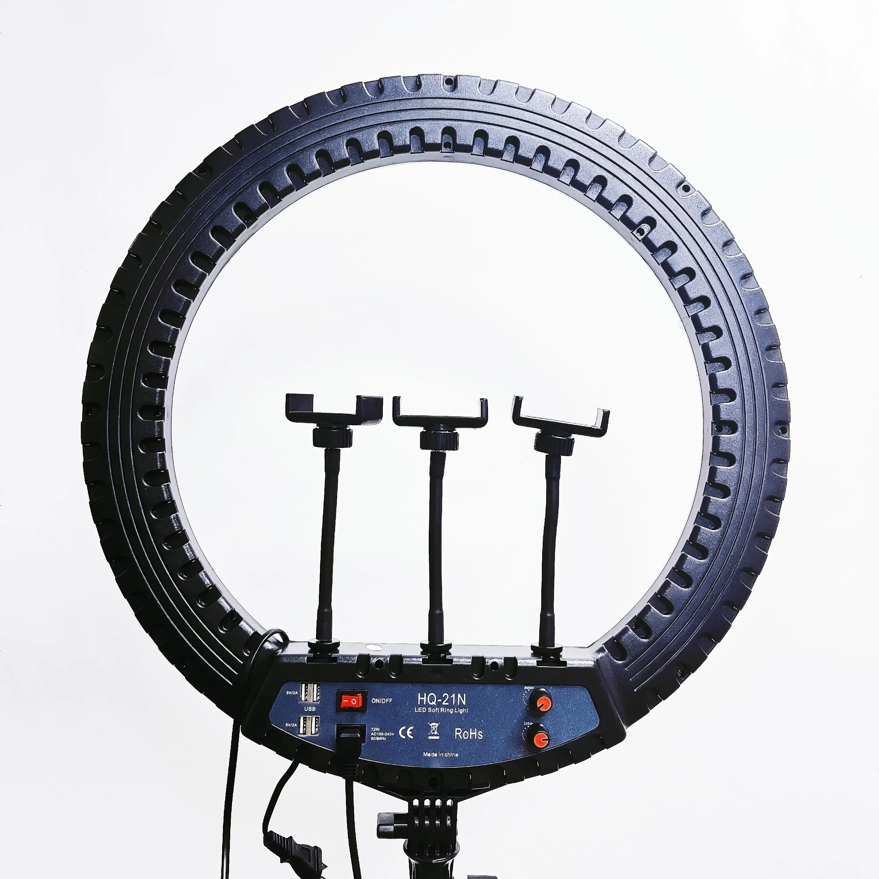 

HQ-21n 21 Inch LED Ring Light Photography Lamp Set Stepless Dimmable with Phone Holders Remote Control for Selfie Makeup