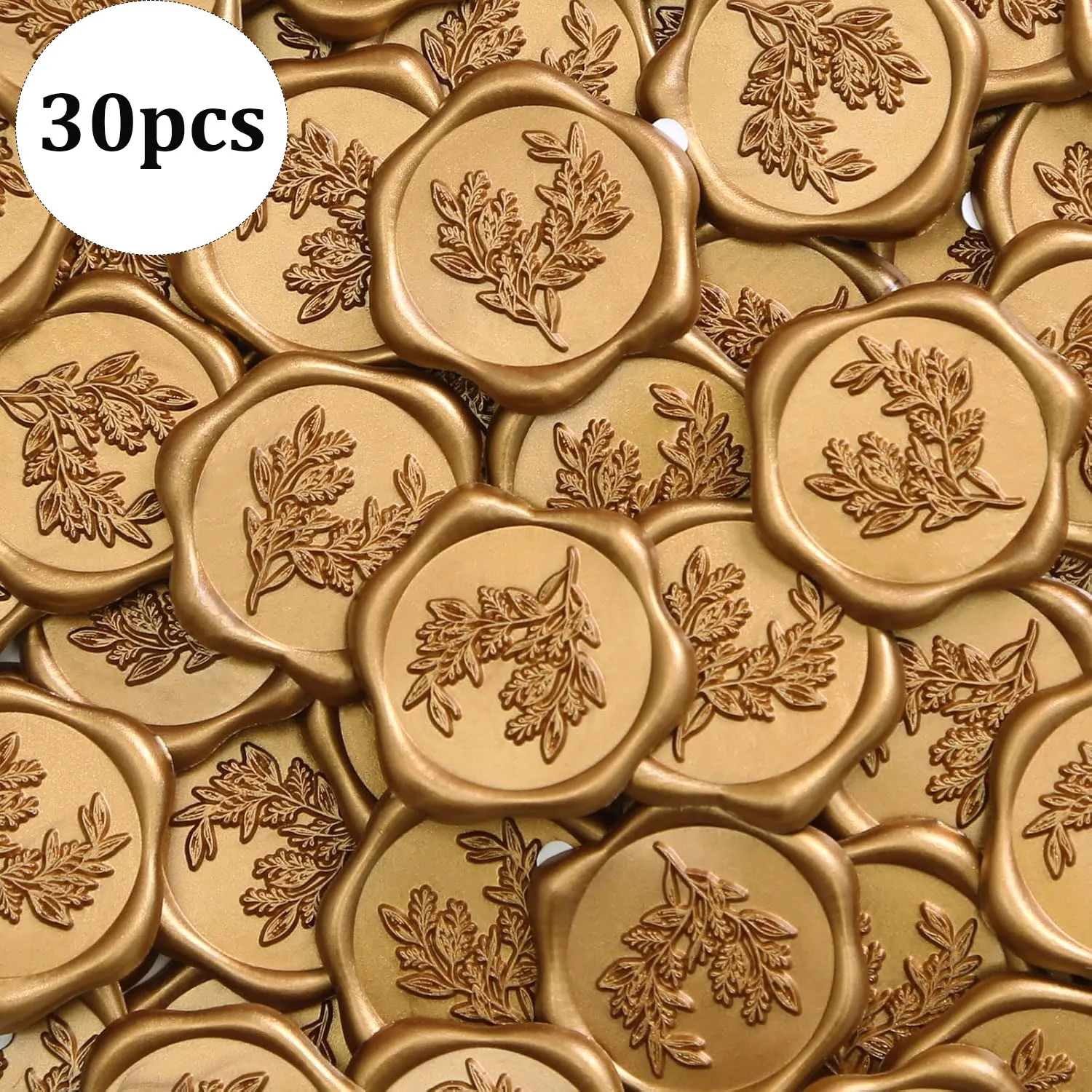 30pcs Olive Branch Wax Seal Stickers, Flowering Branch,Seals Self Adhesive Gold Stickers for Envelope Wedding Party letters