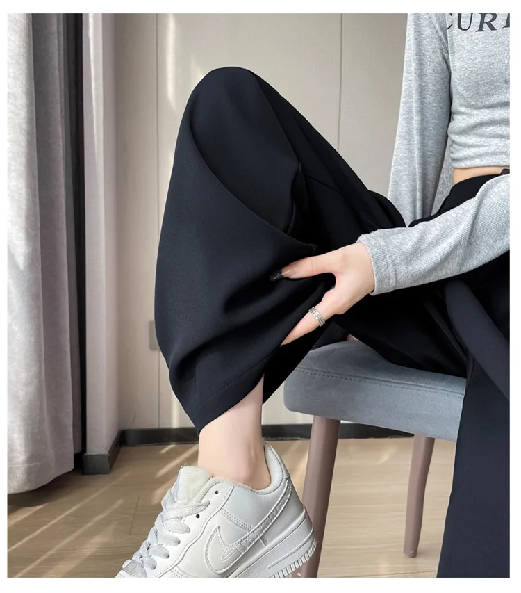 Spring 2024 New Fashion All-Match Simple Office Suit Pants Wide-Leg Pants High Waist Narrow Straight Casual Mop Pants Women