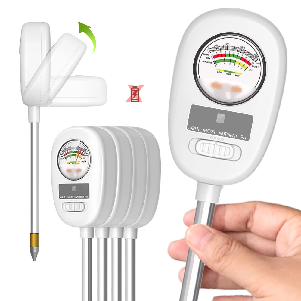 

4-in-1 Soil Moisture Meter Soil Tester Indoor Outdoor Plant Tester Smart Sensor Greenhouse Garden Lawn Farm Indoor Outdoor Use