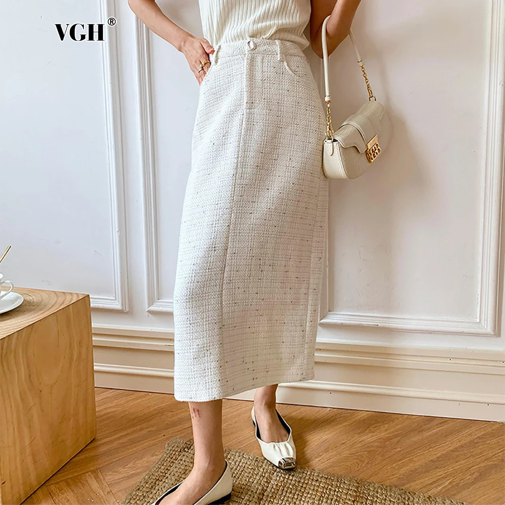 

VGH Elegant Office Women Skirt High Waist Spliced Zipper Bodycon Autumn Chic Long Skirts Female Fashion New Style Clothing 2024