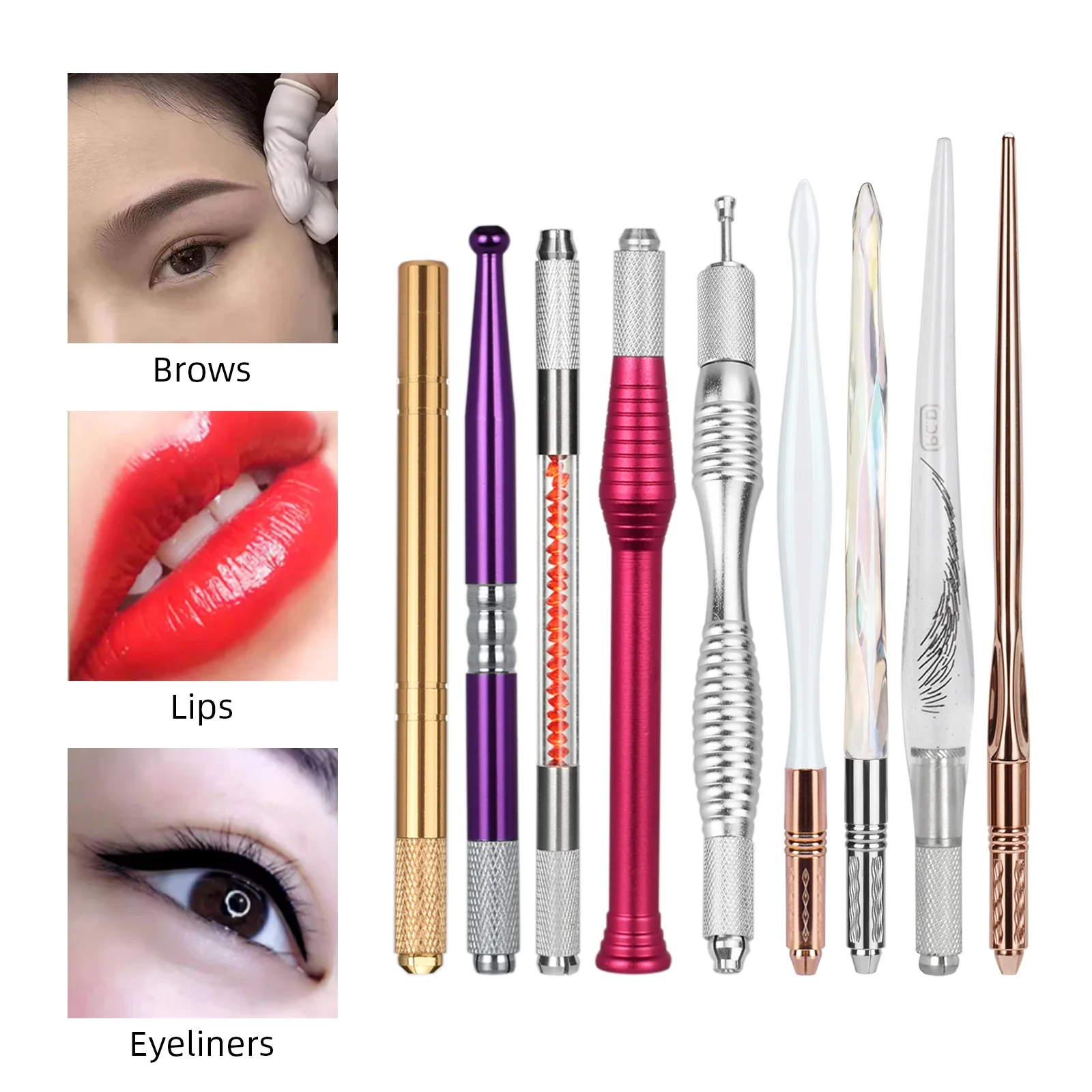 

9 шт./компл., микроблейдинг, тату-машинки, инструменты для татуировки, перманентная татуировка, макияж бровей, ручная ручка, мини-ручные инструменты для ресниц