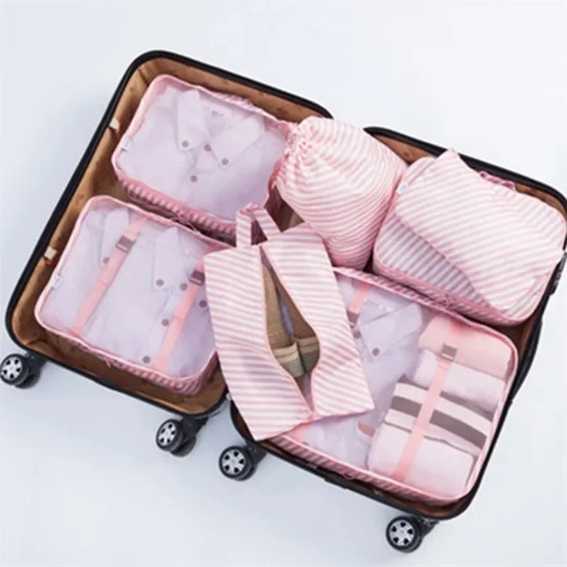 7Pcs Travel Organizer Storage Bags Suitcase Packing Cubes Set Cases Portable Luggage Clothes Shoe Tidy Pouch Folding