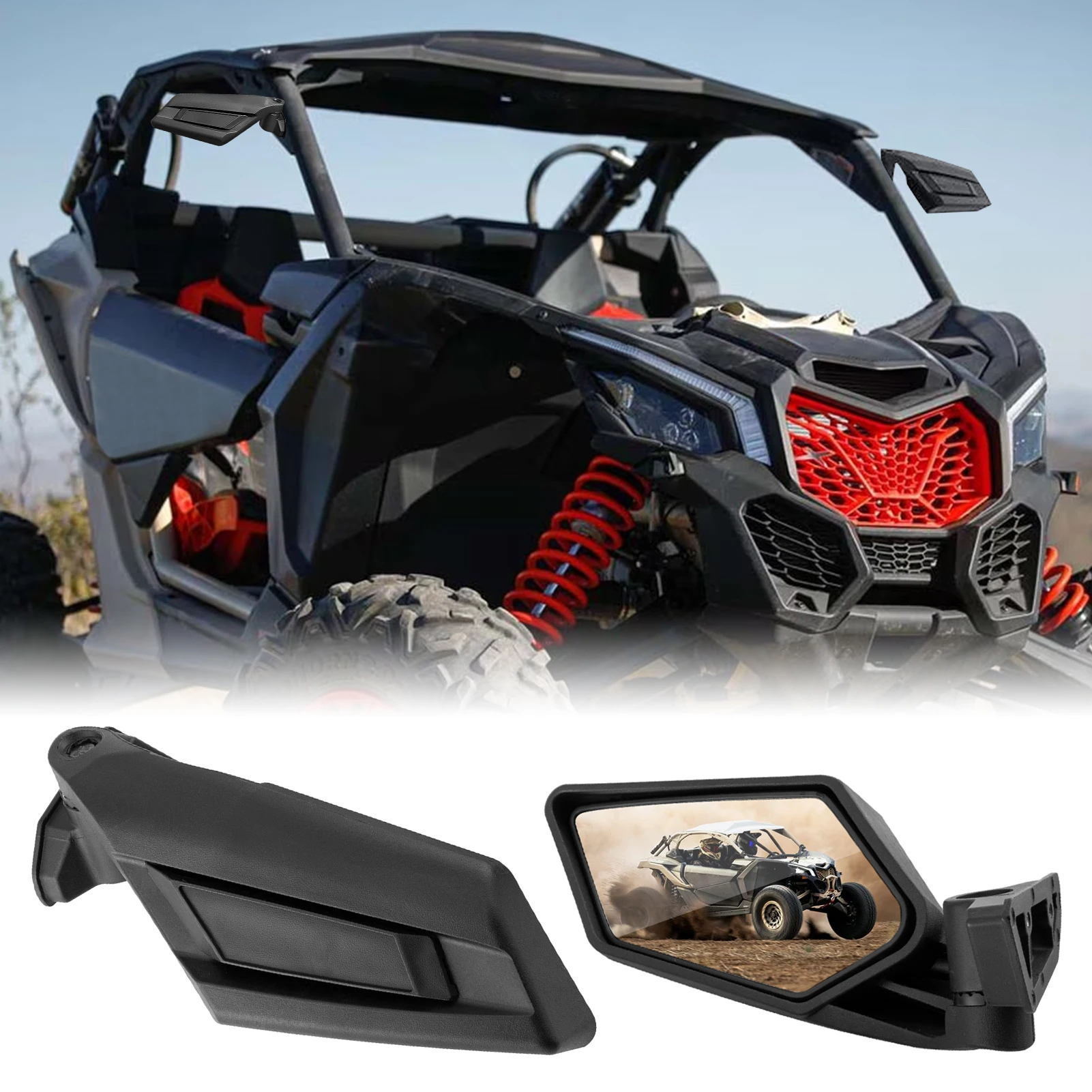 Specchi retrovisori Racing Style UTV Specchietto retrovisore laterale per 2017-2024 Can Am Maverick X3/MAX/X RS/ DS / MR/ Turbo/ R Accessori