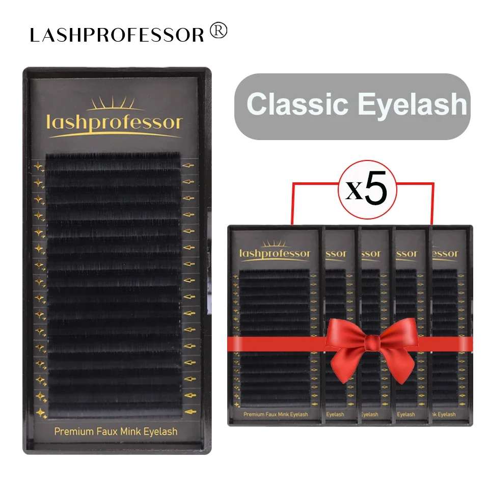 

5 Cases/Lot Matte Black Soft Mink Faux Individual Eyelash Extension Russian Volume Lash Regular Classic Lashes Makeup Cilia