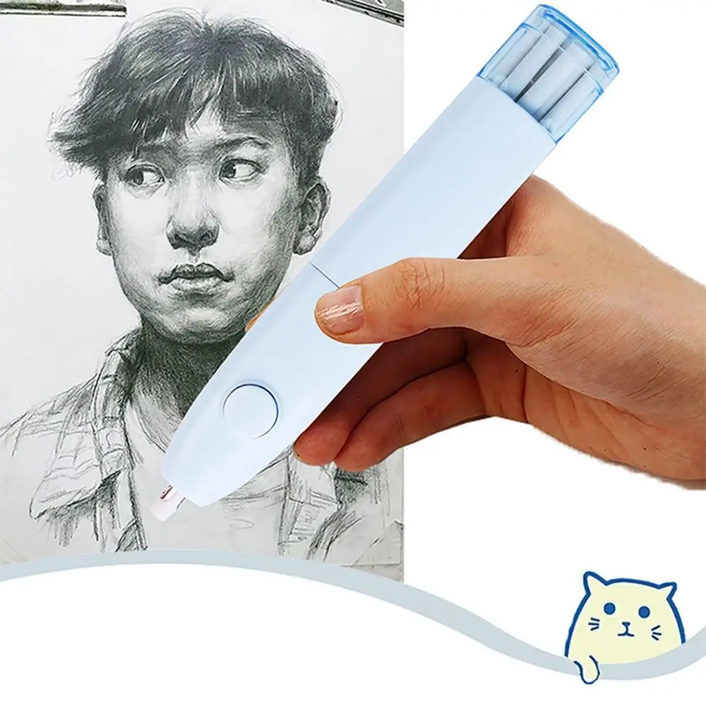 ยางลบไฟฟ้าหลากสียางลบรูปสัตว์การ์ตูนยางลบแบบรีฟิลปากกายางเงาสูงเครื่องมือแก้ไขเครื่องเขียน