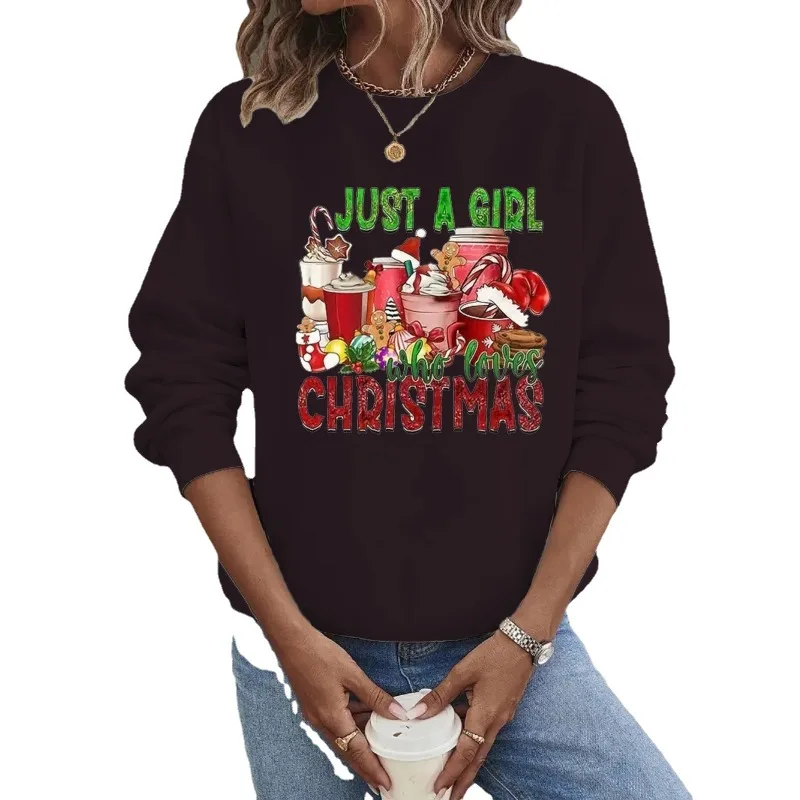 

Crew-neck Hoodie European and American Christmas New Christmas Letter Pattern Printing Sweatshirts Streetwear Women Clothes