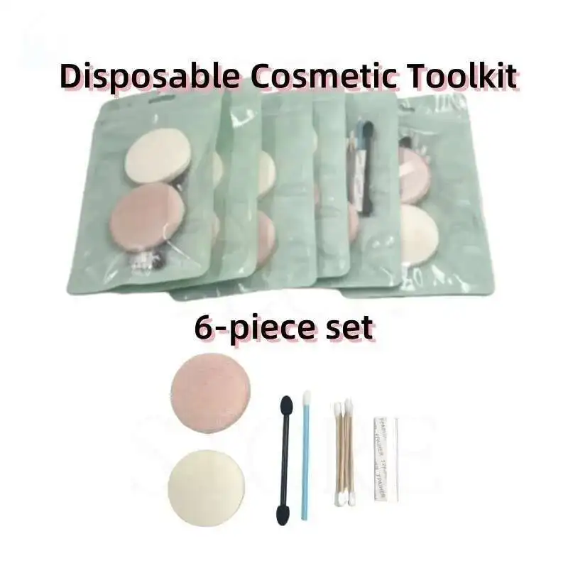 Beauty Set Travel Set Disposable Makeup Tools 6 Pieces Lip Brushes Powder Puff For Photo Studio/Studio etc