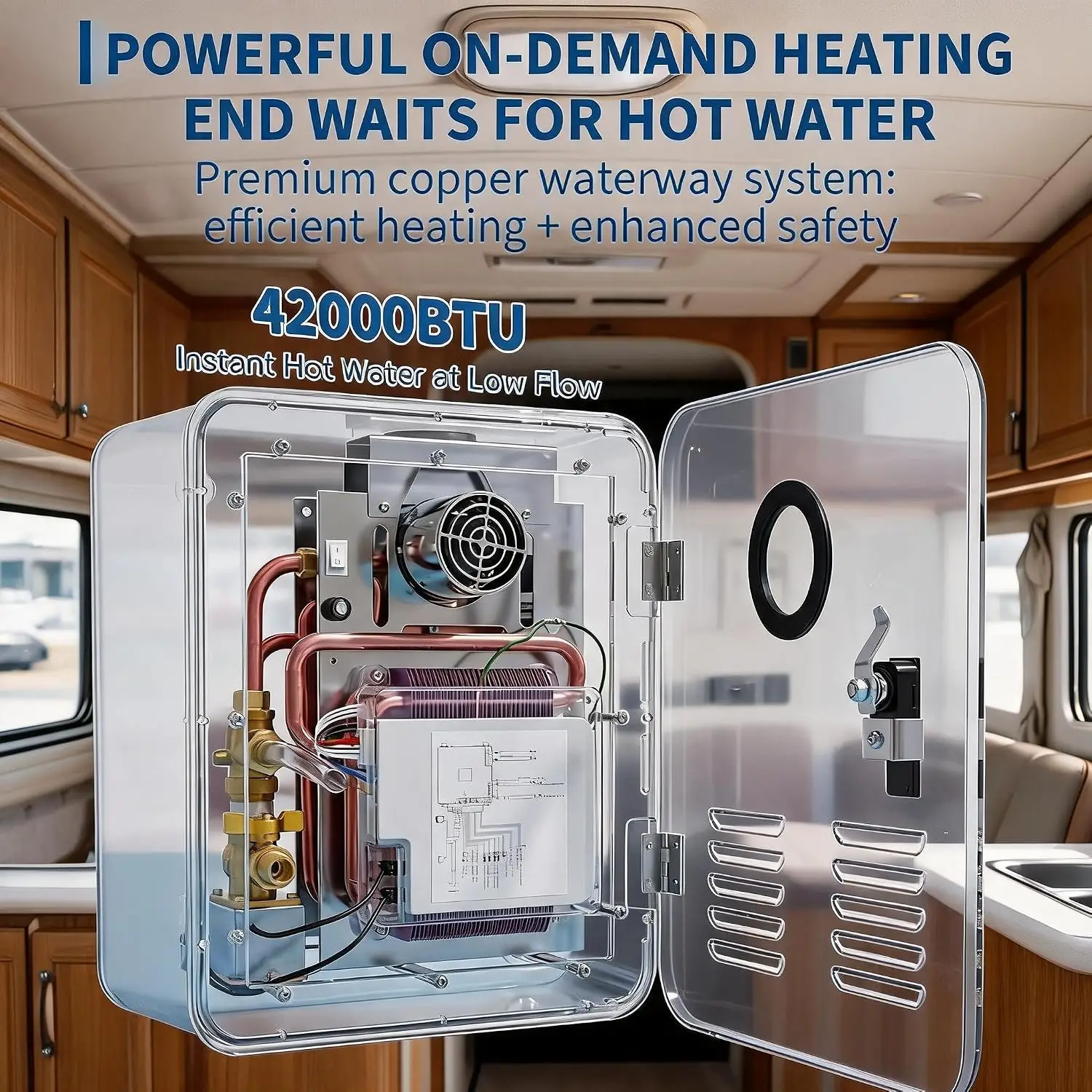 Tacleekii RV Tankless Water Heater Hot Water Heater 42000BTU 55,000BTU 65,000 BTU Electric Water Boiler Digital Temperature Display & Easy Installation