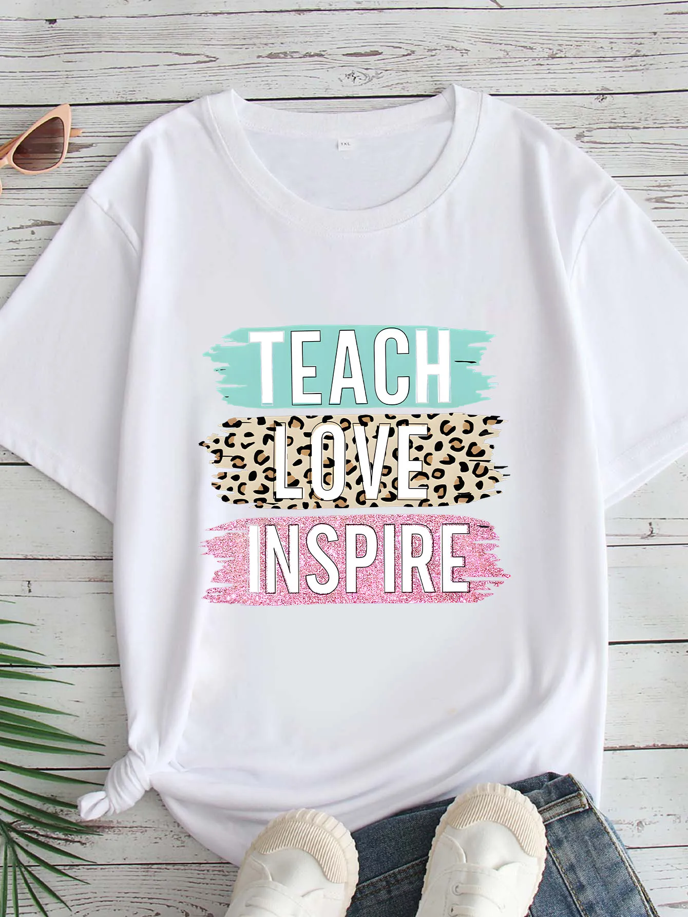 

Women's Large Size Printed round Neck Short Sleeve T-shirt 1-7XL Comfortable Casual Top in European Style