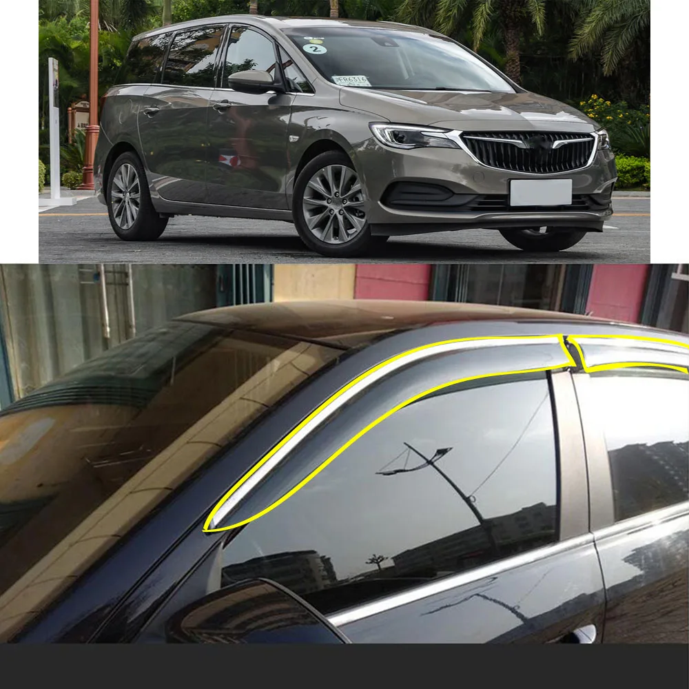 

Car Body Styling Sticker Plastic Window Glass Wind Visor Rain/Sun Guard Vent Parts For BUICK GL6 2017 2018 2019 2020 2021