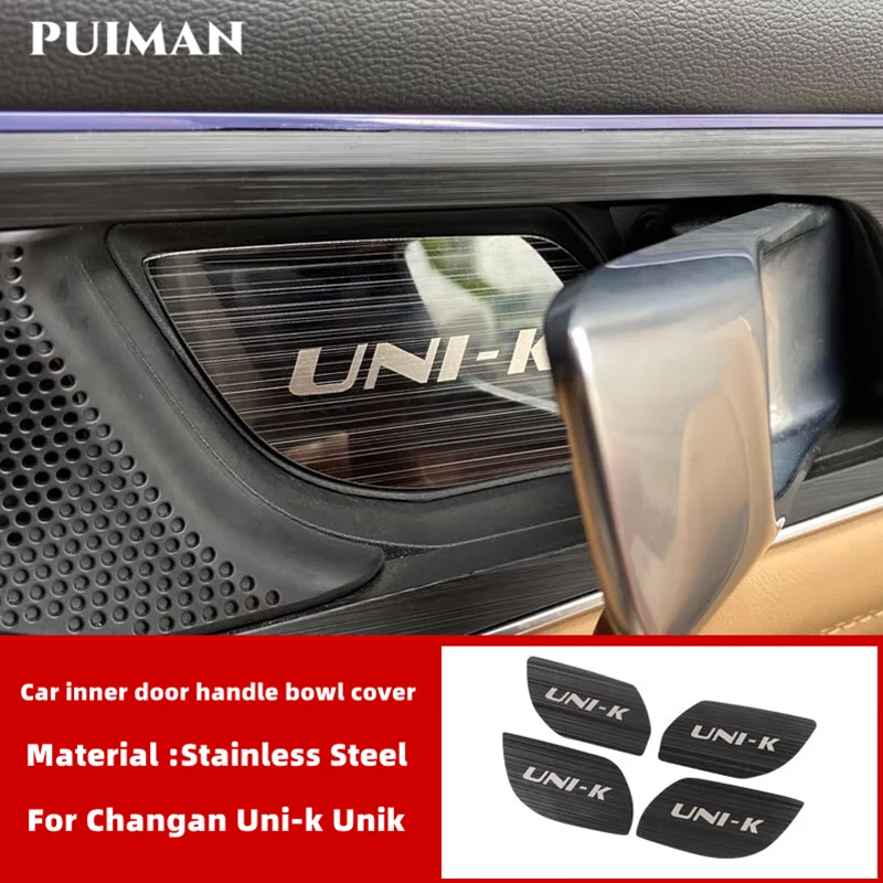 

For Changan Uni-k Unik 2021 22 Stainless Inner Door Handle Bowl Stickers Cover Decoration Car Interior Anti-Scratch Accessories