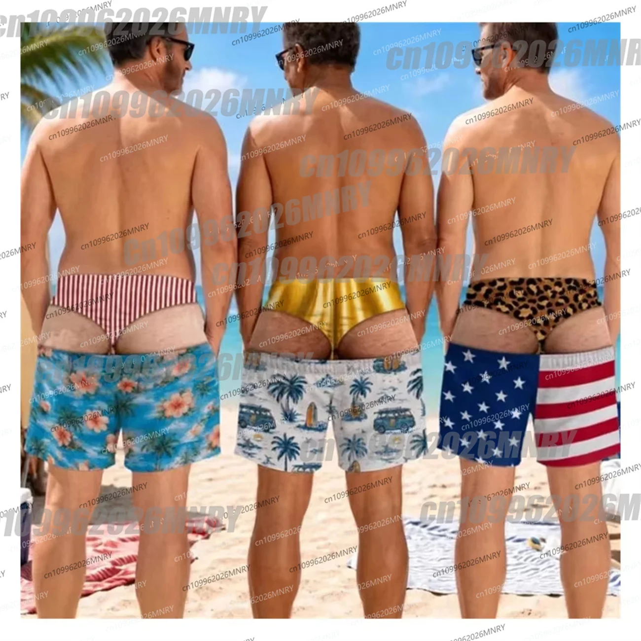 Fun Moto Beach Party Swim Trunks For Men 3D Print Fake Skin Board Shorts Summer Viral Beach Shorts Boyfriend Husband Fun Gift