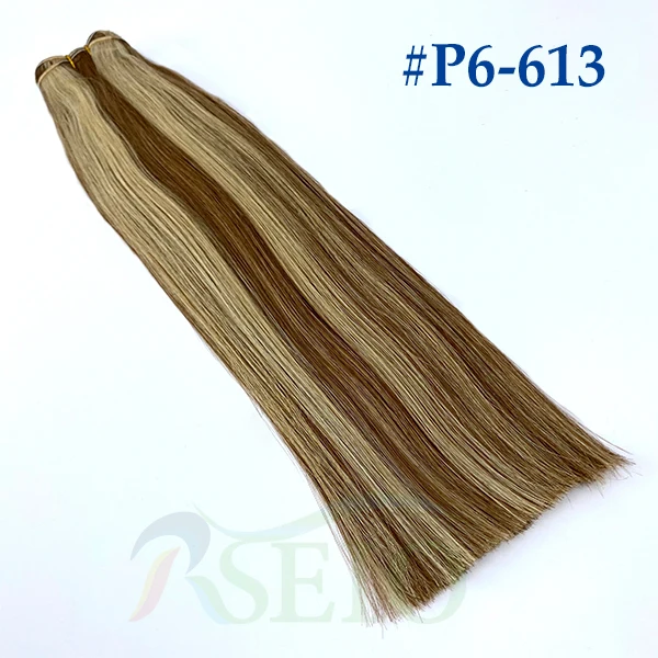 Hoge Kwaliteit Human Hair Wefts Extensions Hair Weaves Bundels Echt Menselijk Natuurlijk Haar Steil Zwart Bruin Blond Erg Dik - afbeelding 1