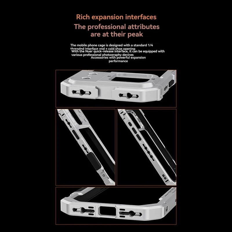 For 17 Pro Max Metal Cage Quick Release Video Rig Phone Stabilizer Cage Expansion Accessories-A74P