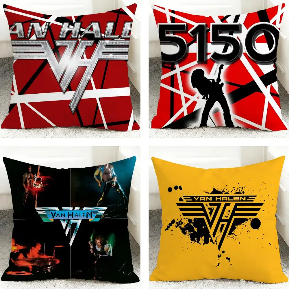 Rock Band V-Van Halen Cushion Cover Soft Short Plush Pillow Case Cushion Cover for Living Room Sofa Decor