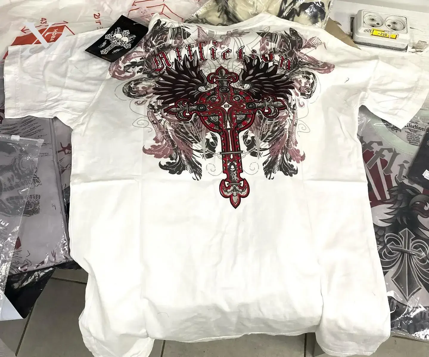Y2K Summer Affliction Red Black Wings Printi T Shirt Gothic Series High Street Cotton Loose Short Sleeves Rebellious Collocation