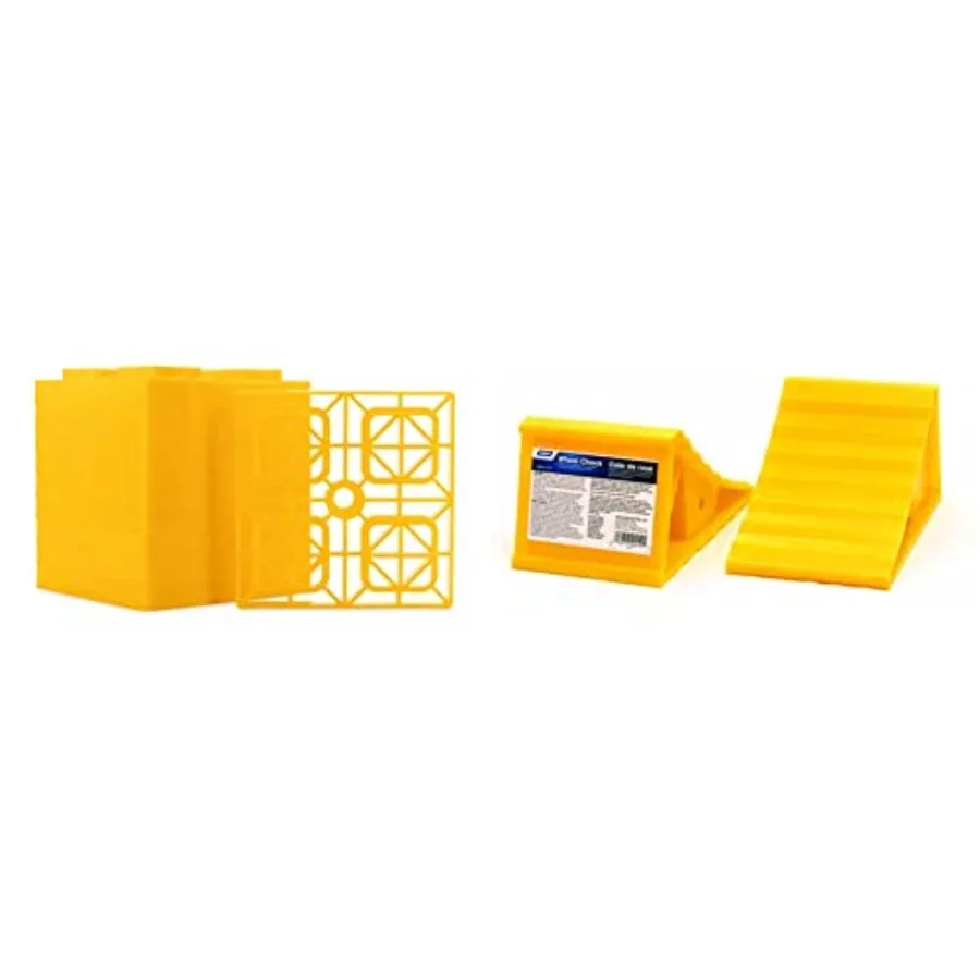 

Camper/RV Leveling Blocks + Wheel Chocks Interlocking Nested Design Blocks Molded Hard Plastic Chocks for Outdoor Use, Black, D