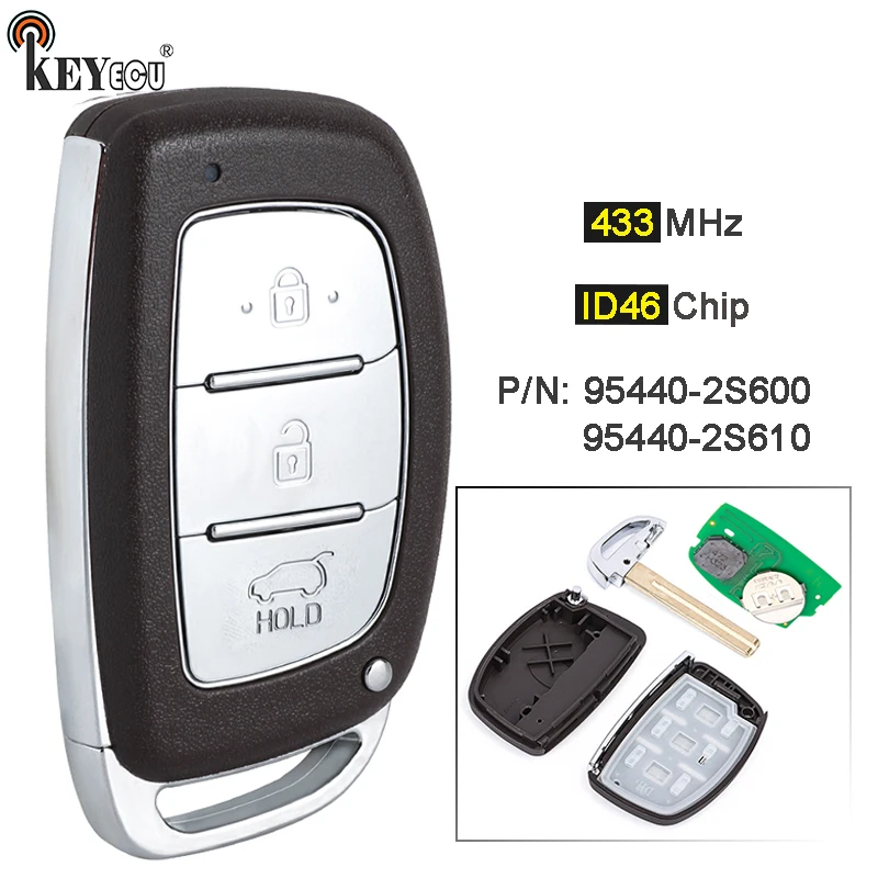 

KEYECU 433 МГц ID46 чип 95440-2S610/95440-2S600 умный дистанционный ключ без ключа для Hyundai Verna Elantra IX35 2014 2015 2016 2017