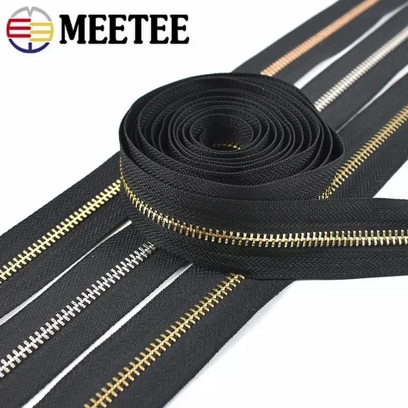 1/2/5Yards 3# 5# Metal Zippers Tapes for Bag Clothes Zipper Jacket Black Zip By The Meter Zips Repair Kit DIY Sewing Accessories