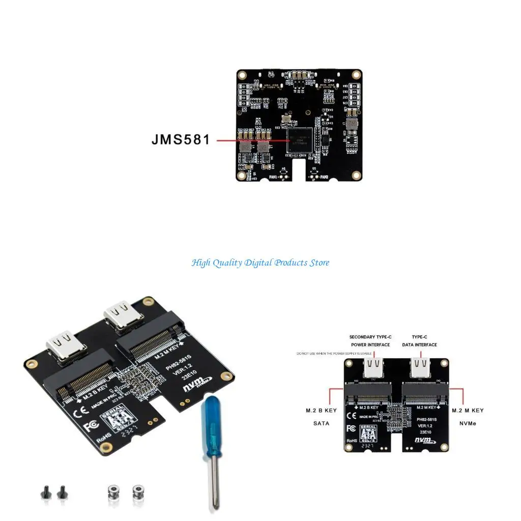 

U2JE DualProtocol NVMe USB3.1 Gen2 Adapter Card with JMS581 Chip 1000MB/s Transfer Speed 10Gbps DualBay Expansion