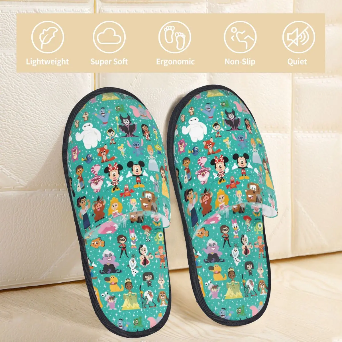 Winter House Slippers D100 Mickey Stitch Accessories Household Fur Slippers Slides Indoor 100 Anniversary Cozy Anti Slip Slides
